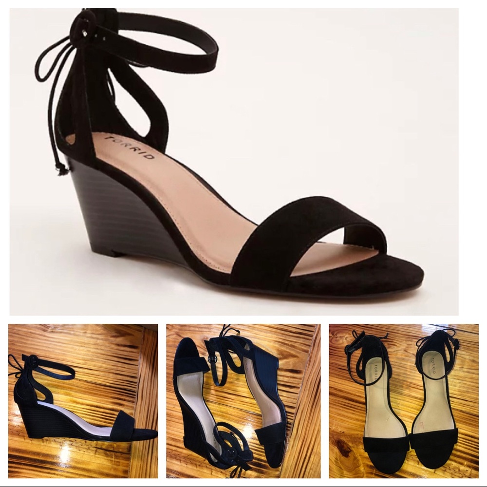 Torrid Faux Suede Ankle Strap Mini Wedges sz 12W